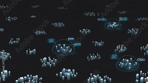 Concept of analysis, assessment of the state of city. Evaluation of various factors contribute to its overall well-being, functionality. Abstract vector map. Isometric illustration