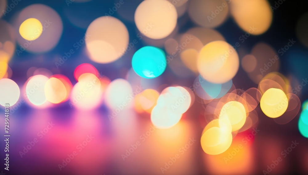 Beautiful colorful bokeh blurred background with defocused lights
