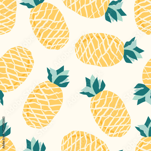 Pineapple summer seamless pattern for textile fabric or wallpaper backgrounds