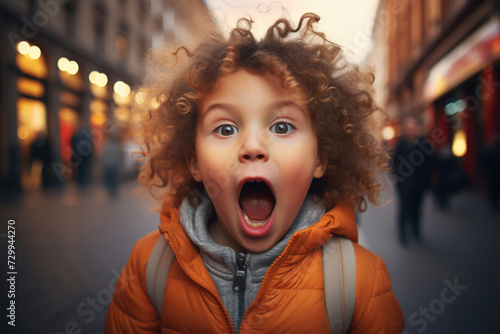 Screaming child on a city street