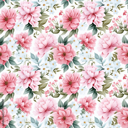 Seamless pattern of watercolor flowers. © Irina