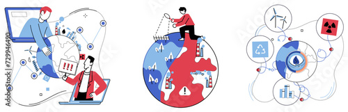 Climate vector illustration. Sustainable practices are guiding light toward future where climate and environment coexist harmoniously The eco friendly revolution champions cause balanced