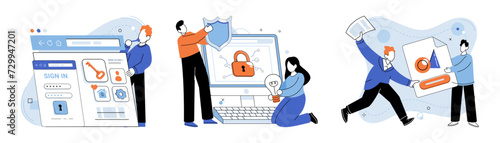 Personal data protection vector illustration. Database systems store and manage personal data securely Network security protocols ensure safe transmission and storage personal information The personal