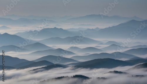 Foggy mountain landscape and forest © Linggakun