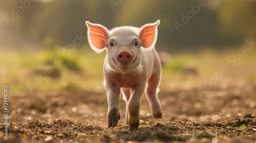 A piglet captured in a moment of joy and play