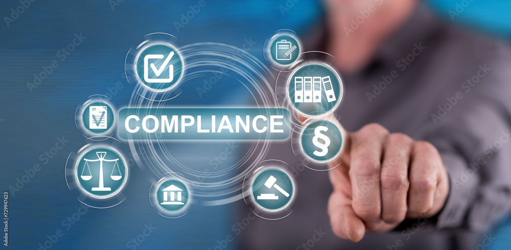 Man touching a compliance concept Man touching a compliance concept
