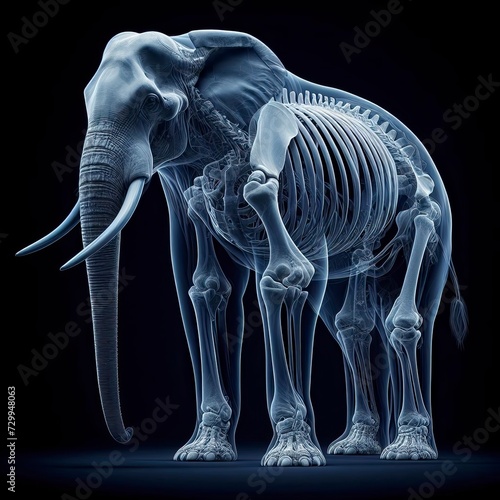 Wallpaper Mural Elephant mammoth full body anatomy X-ray radiography mastadon large mammal scan of bones in body of elephant teeth ancient excavation skull tusk 3d CT scan MRI diagnostic academic banner Torontodigital.ca