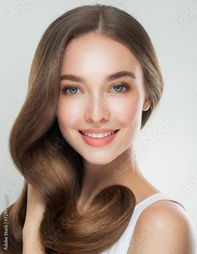 Beautiful woman with long healthy straight hair