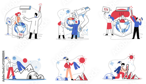 Climate vector illustration. Global warming is stark testament to repercussions neglecting our climate and ecological responsibilities The symphony nature is composed climate, weather, and elements