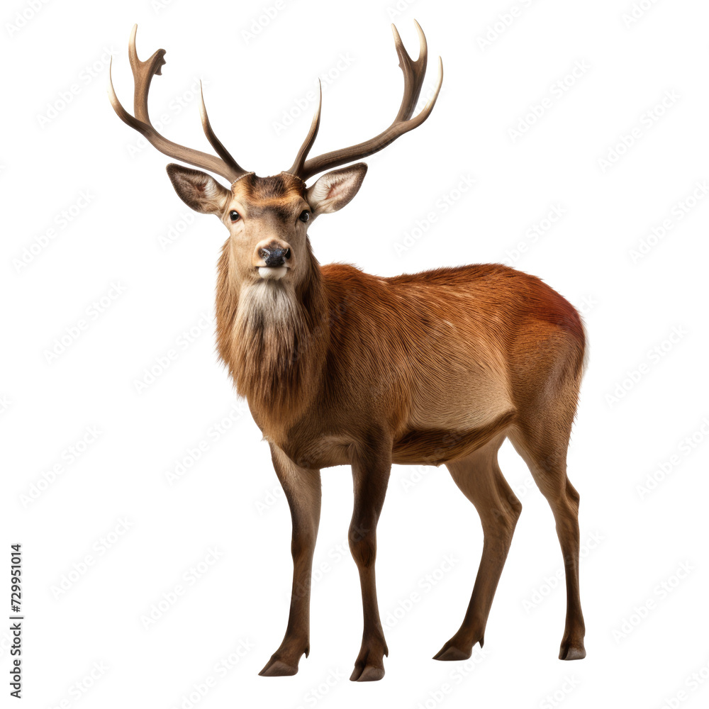 Side view Red deer, animal isolated on transpalate background Side view Red deer, animal isolated on transpalate background