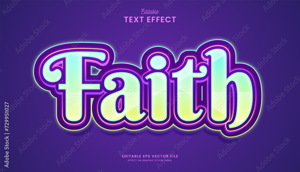 decorative colorful colorful neon faith editable text effect vector design