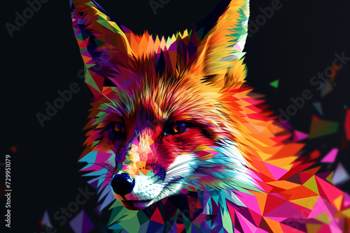 Geometric Fox Art in Vivid Colors