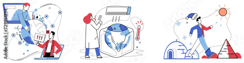 Climate vector illustration. Earths ambience, shaped by climate and ecological factors, demands our unwavering commitment to sustainability The climate concept is blueprint for environmental