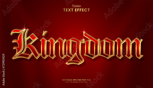 decorative elegant red kingdom editable text effect vector design