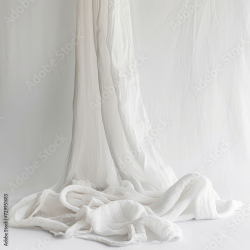 Elegant white linen cloth against a clean white backdrop