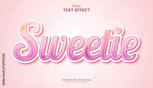 decorative editable cute pink sweetie text effect vector design photo