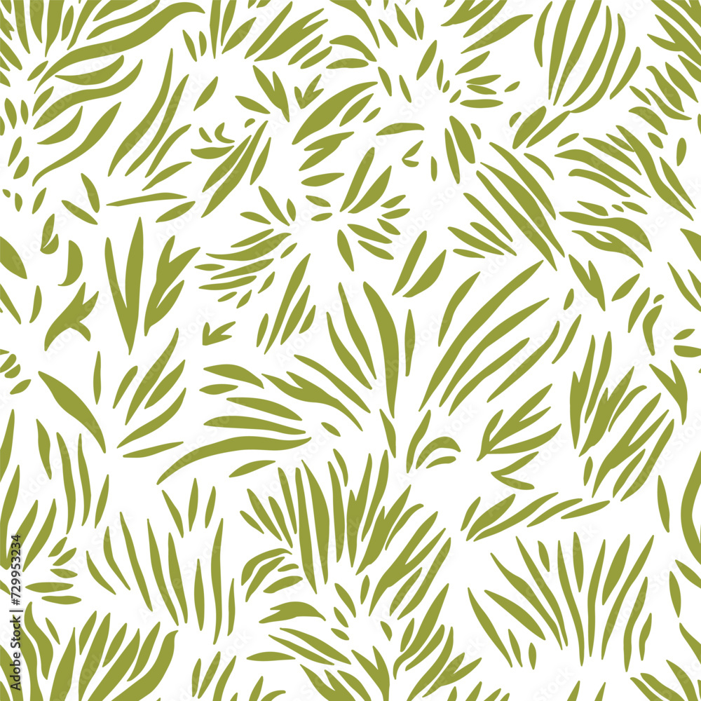 Green grass on white background. Hand drawn seamless pattern. Green grass on white background. Hand drawn seamless pattern.
