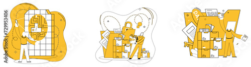 Data mining vector illustration. Digital databases are treasure troves where valuable information is carefully cataloged Service in cyberspace unfolds like tapestry under meticulous care data mining