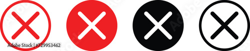 Cross mark icon set.