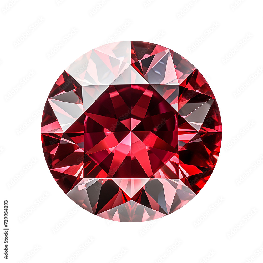 isolated illustration of red circle ruby gem crystal. Created with Generative AI isolated illustration of red circle ruby gem crystal. Created with Generative AI