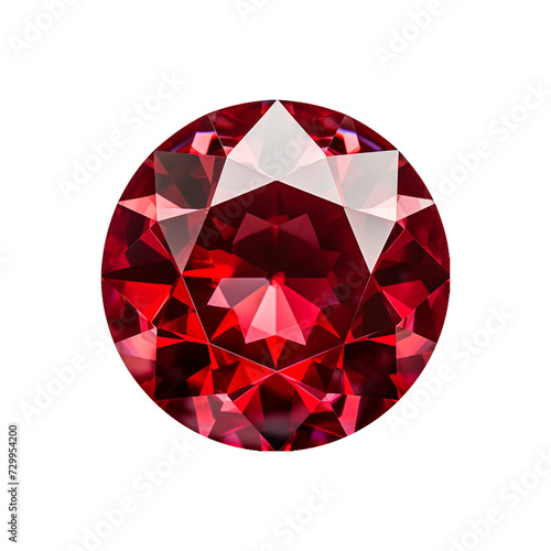 isolated illustration of red circle ruby gem crystal. Created with Generative AI