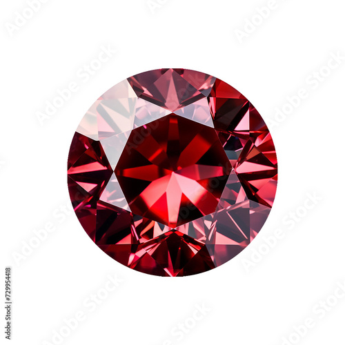 isolated illustration of red circle ruby gem crystal. Created with Generative AI