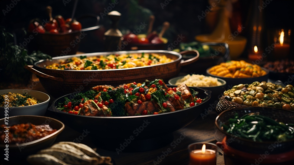 Obraz premium collection of dishes on table 