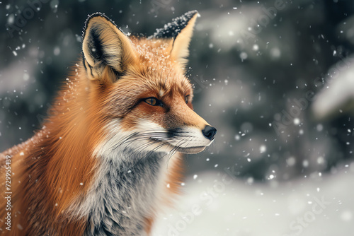 Close-Up of a Fox in the Snow © DCoDesign
