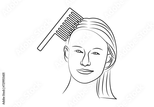 Rostro de mujer con un peine en el cabello.