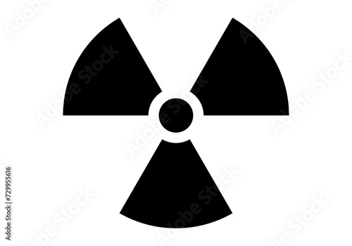 Icono negro de radiación en fondo blanco.