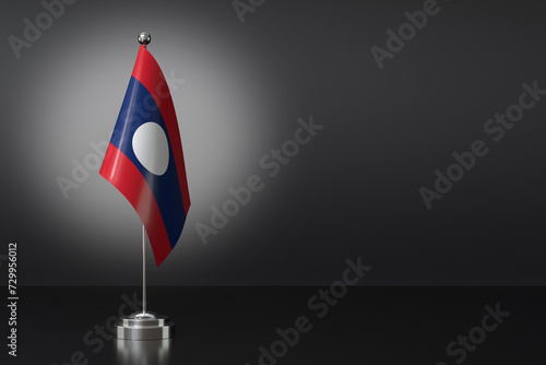 Small Laos Flag in Front of Black Background, 3d Rendering