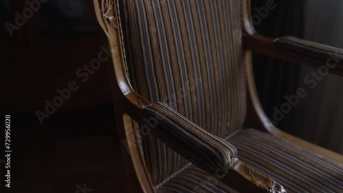 old retro vintage wooden armchair with 
