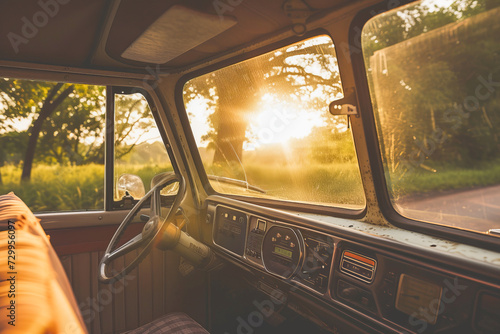 Capturing the atmosphere inside an old van at sunset  © João Macedo