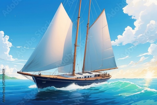 illustration of Sailing Serenity Ship