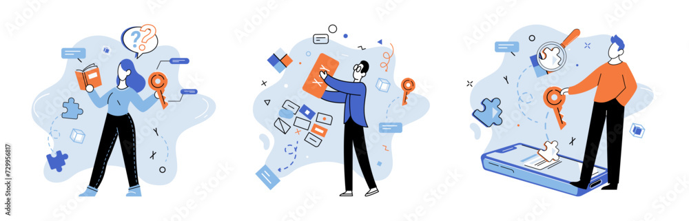 Startup idea. Vector illustration. Effective planning is crucial for success startup idea Entrepreneurs must consider various aspects, including market trends, competitive analysis, and financial