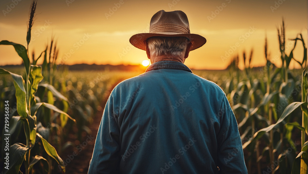 farmer standing in sunset HD 