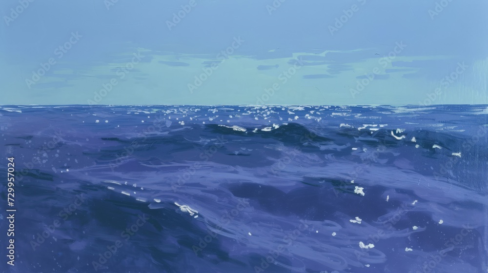 Blue Purple Seabed Artwork in Floating with Faint Dots of Light Rich Details Background - Minimalism Blue Art Wallpaper created with Generative AI Technology