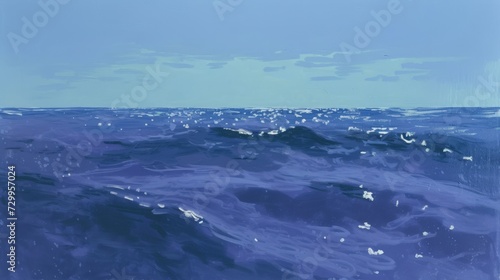 Blue Purple Seabed Artwork in Floating with Faint Dots of Light Rich Details Background - Minimalism Blue Art Wallpaper created with Generative AI Technology