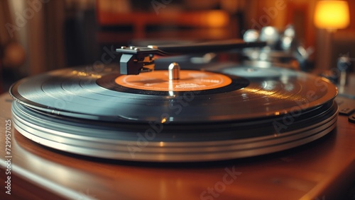 Vintage record playing on a turntable
