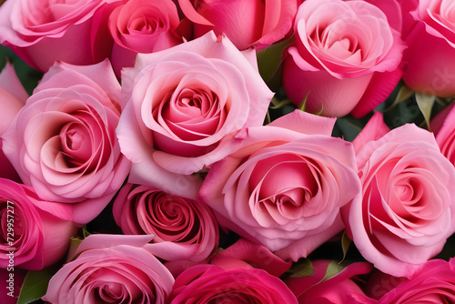 Close-up of a bouquet of pink roses.