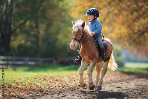 child on pony trotting enthusiastically straight at viewer