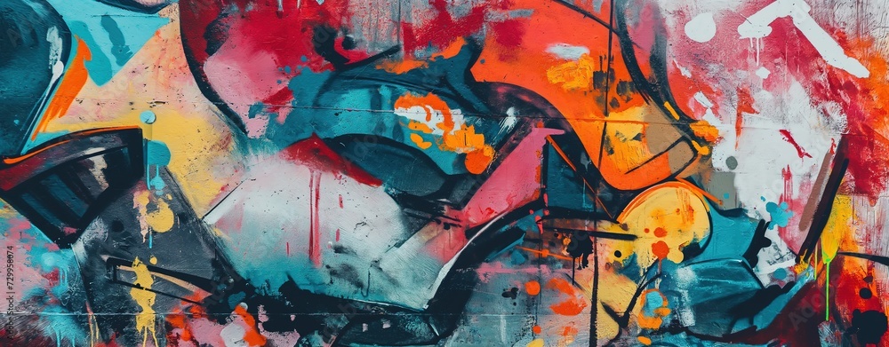 Fototapeta premium graffiti wall abstract background, Generative Ai not real photo, idea for artistic pop art background backdrop 