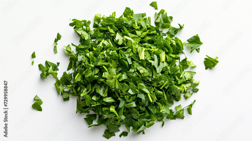 Naklejka premium A Pile of Green Leaves on a White Surface