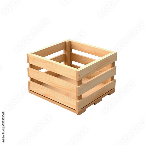 Wooden crate isolated on transparent, generative AI © aiartist