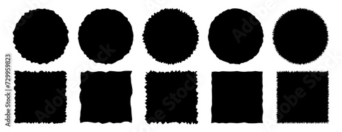 Set of jagged round, square banners vector illustration