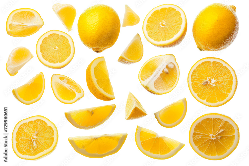 Lemons isolated from white or transparent background