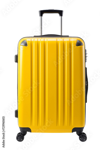 yellow suitcase isolated on white or transparent background