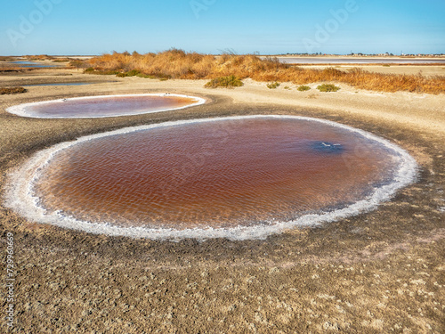 The eyes-lakes (glasses). The water windows are the eyes of the solontchak photo