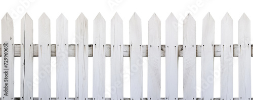 White wooden fence isolated from white or transparent background