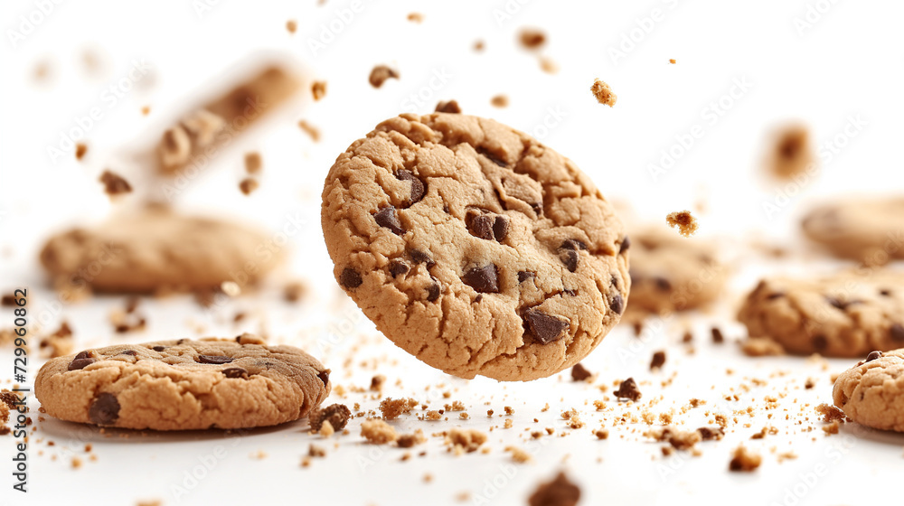 Chocolate Chip Cookie Falling in the Air Chocolate Chip Cookie Falling in the Air